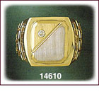 14K Two Tone Gold Rectangle CZ Signet Ring For Men