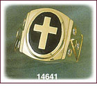 14Kt Gold Cross Onyx Ring