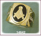 14K Gold Masonic Onyx Ring