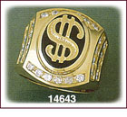 14Kt Gold Dollar Sign Onyx Ring