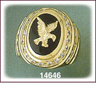 14K Gold Eagle Onyx Ring W/ CZ Accent