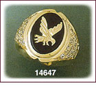 14Kt Gold Eagle Onyx Ring W/CZ Accent