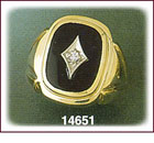 14K Gold Diamond Rectangle Onyx Ring
