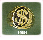 14K Gold Dollar Sign Onyx Ring