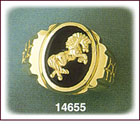 14K Gold Horse Onyx Ring