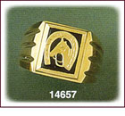 14K Gold Horse Shoe Square Onyx Ring
