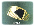 14K Gold Onyx Mens Ring
