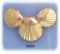 14K Tri Color Gold Scalloped Seashells Nautical Slide