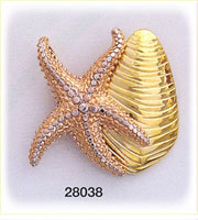 14Kt Tri Color Gold Starfish And Shell Slide