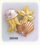 14K Tri Color Gold Jellyfish Slide