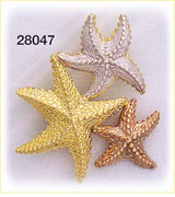 14K Tri Color Gold Three Starfish Slide