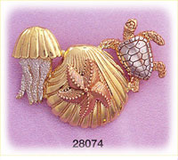 14K Tri Color Gold Oceanlife Slide