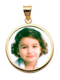14K Gold Medium Round Photo Pendant