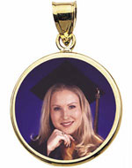 14K Gold Large Round Photo Pendant
