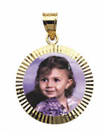 14K Gold Small Round w/Bezel Frame Photo Pendant