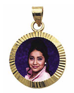 14K Gold Medium Round w/Bezel Frame Photo Pendant