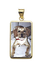 14K Gold Small Rectangle Photo Pendant