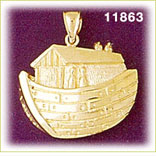 14K Gold Noah Ark Pendant