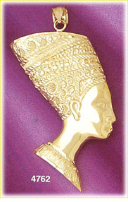 14K Gold Ancient Egyptian Queen Nefertiti Pendant