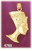 14K Gold Ancient Royal Egyptian Queen Nefertiti Pendant