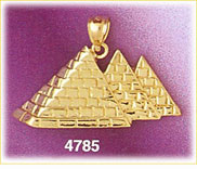 14K Gold Egyptian Three Pyramids Pendant