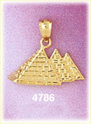 14K Gold Egyptian Three Pyramids Charm