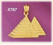 14K Gold Egyptian Two Pyramids Pendant