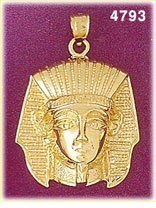14K Gold Egyptian Pharaoh Mask Pendant