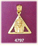 14K Gold Egyptian Pharaoh In Pyramid Charm