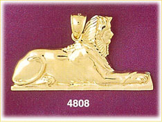 14K Gold Egyptian Majestic Sphinx Pendant