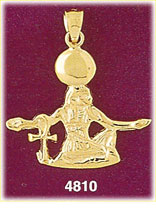 14K Gold Egyptian Sun God Ra Pendant