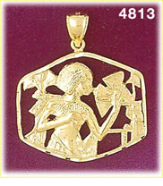 14K Gold Egyptian Woman Pendant