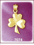 14Kt Gold 3D Shamrock Charm