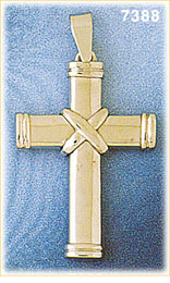 14K White Gold Criss-Cross Hollow Cross Pendant