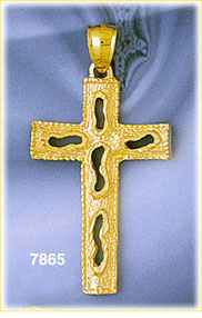 14K Gold Designer Cross Pendant