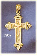 14K Gold Roman Cross Pendant