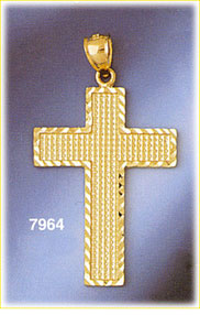 14K Gold Roman Cross Inside Cross Pendant