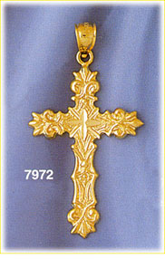 Elaborate 14K Gold Cross Pendant