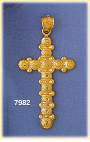 14K Gold Cross w/Circle Segments Pendant