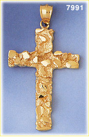 14K Gold Gold Nugget Cross Pendant