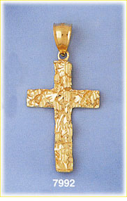 Classic 14K Gold Gold Nugget Cross Pendant