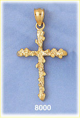 14K Gold Lender Cross Gold Nugget Pendant