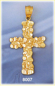 14K Gold Gold Nuggets Cross Pendant