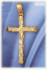 Gold Nugget Cross 14K Gold Pendant
