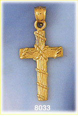 14K Gold Cross Wrapped In Rope Pendant