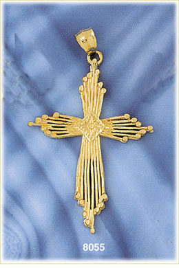 14K Gold Radiating Cross Pendant