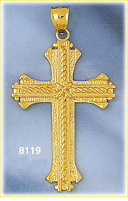 14K Gold Cross w/Rope Pattern Pendant