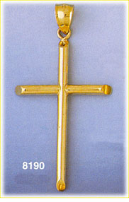 14K Gold Polished Cross Pendant