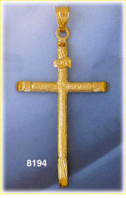 14K Gold INRI Cross Pendant