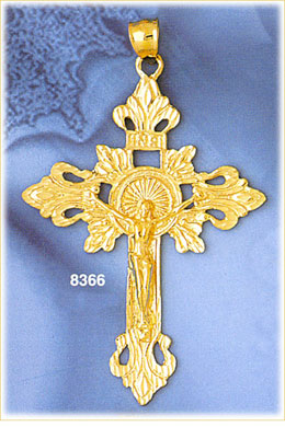 Radiant 14K Gold Jesus On Crucifix INRI Pendant